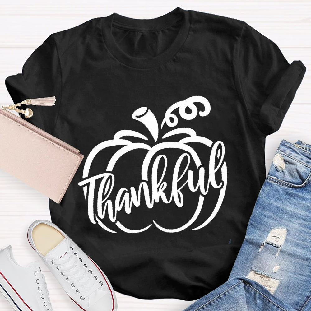Thankful Pumpkin Thanksgiving Day Fall Season T-Shirt
