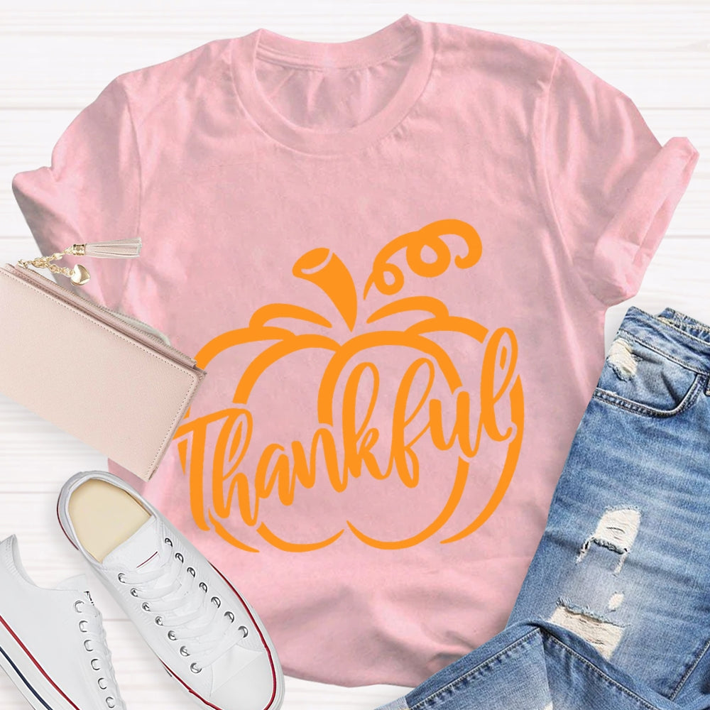 Thankful Pumpkin Thanksgiving Day Fall Season T-Shirt