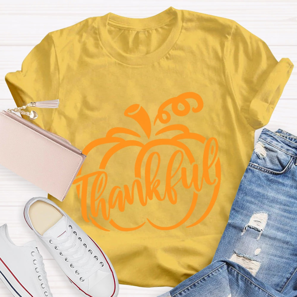 Thankful Pumpkin Thanksgiving Day Fall Season T-Shirt