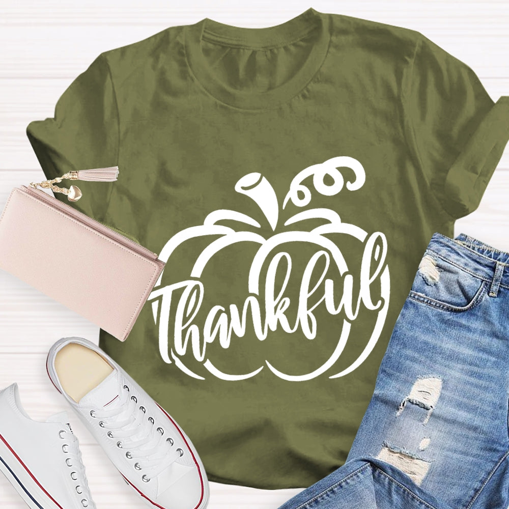 Thankful Pumpkin Thanksgiving Day Fall Season T-Shirt