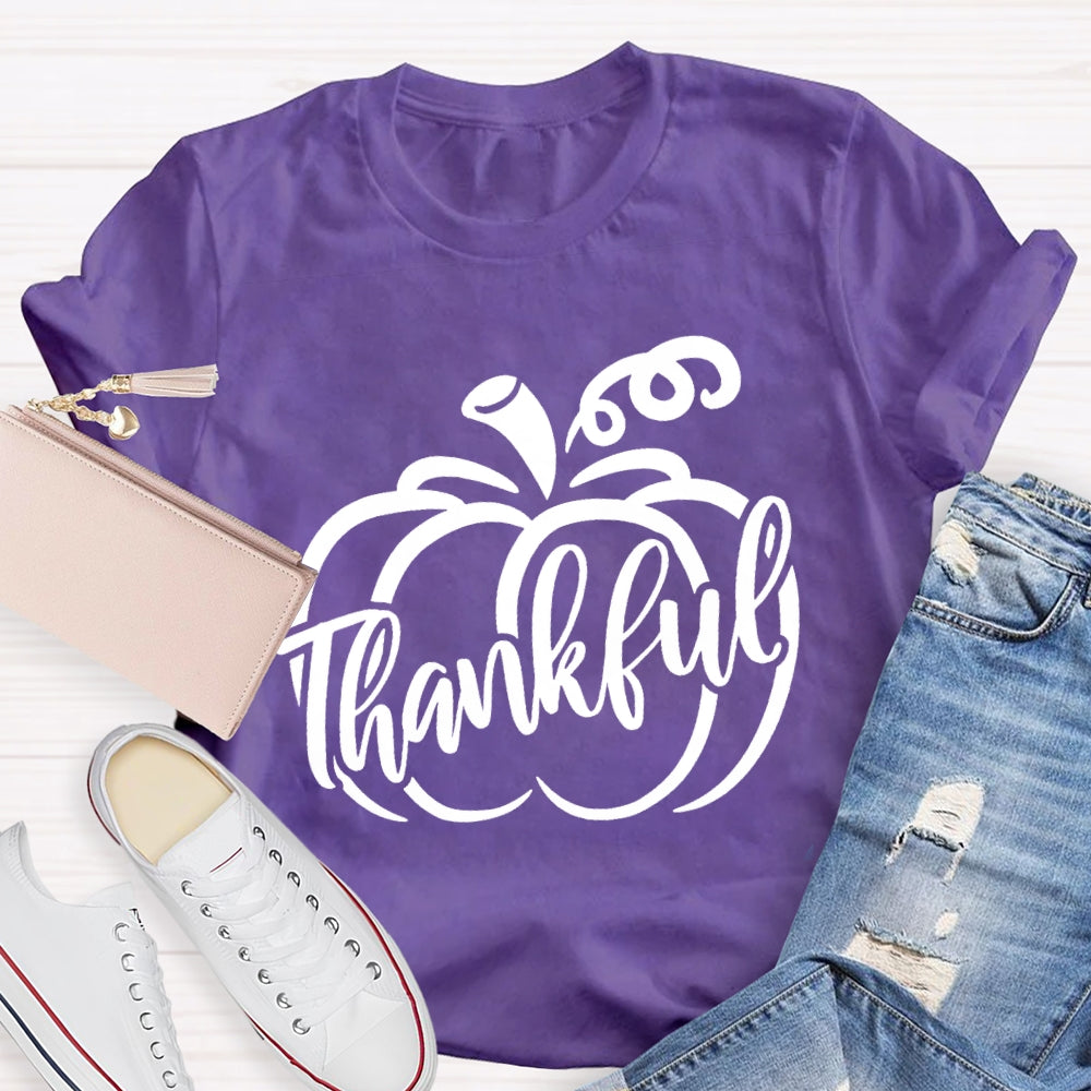 Thankful Pumpkin Thanksgiving Day Fall Season T-Shirt