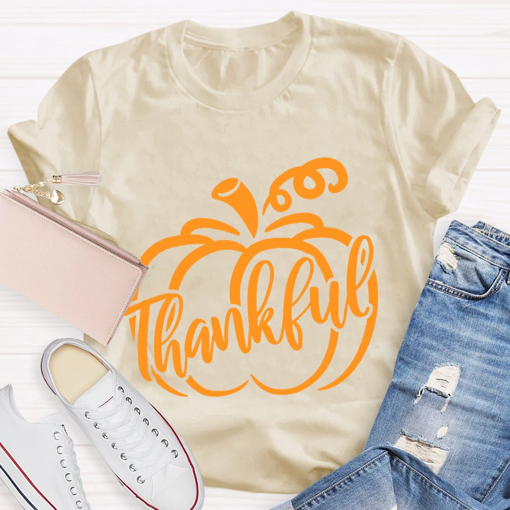 Thankful Pumpkin Thanksgiving Day Fall Season T-Shirt