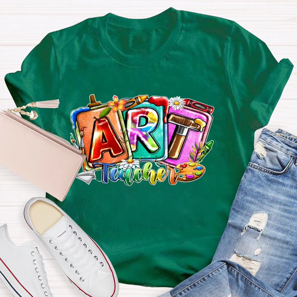 Art Teacher Colorful Letters T-shirt