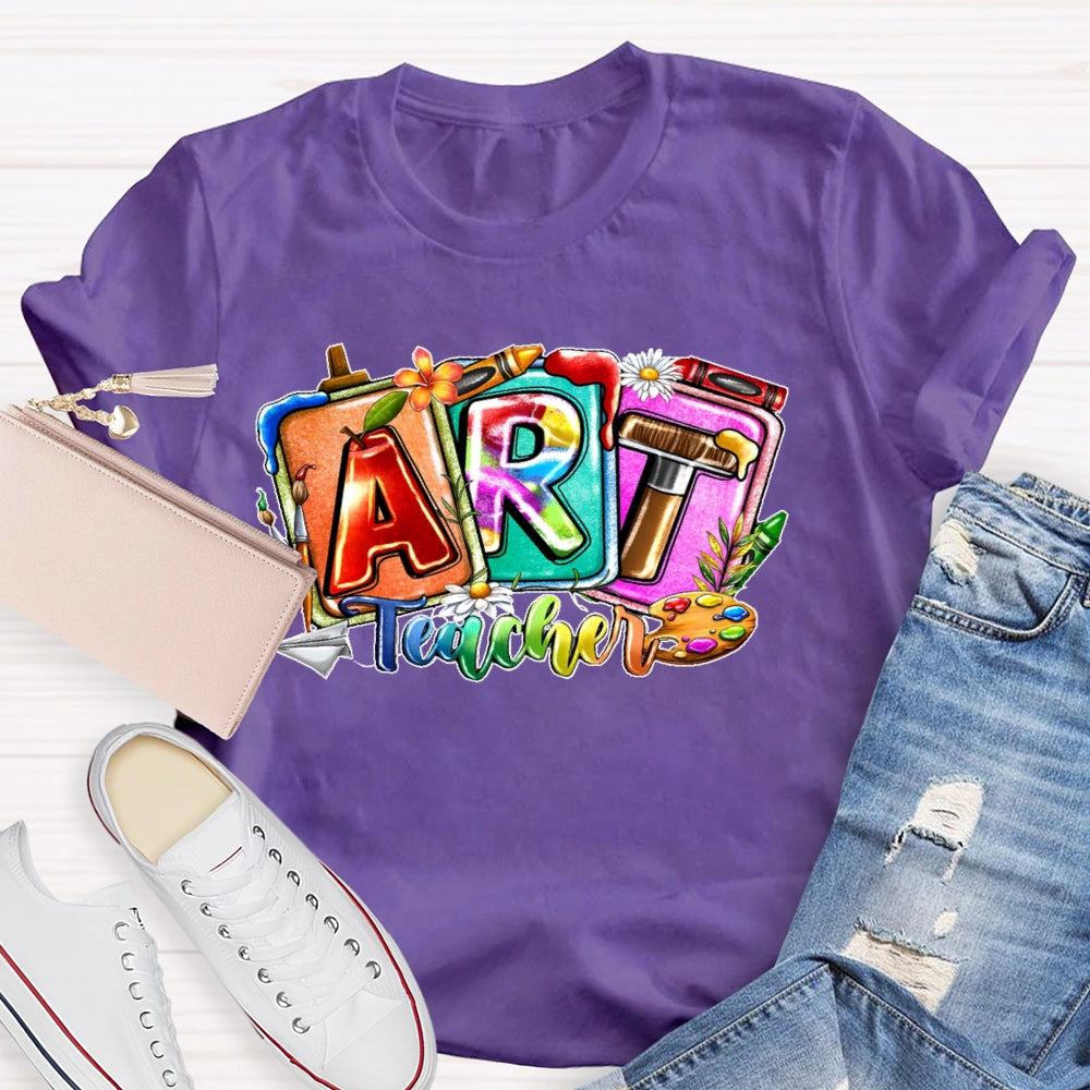Art Teacher Colorful Letters T-shirt