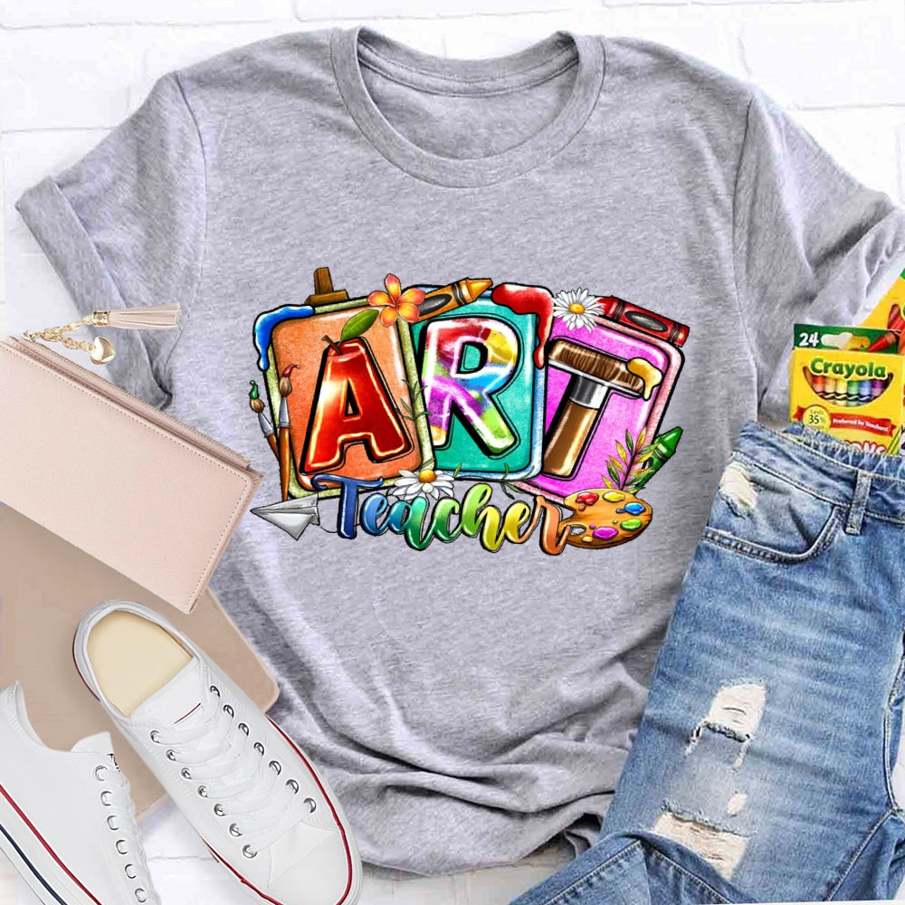 Art Teacher Colorful Letters T-shirt