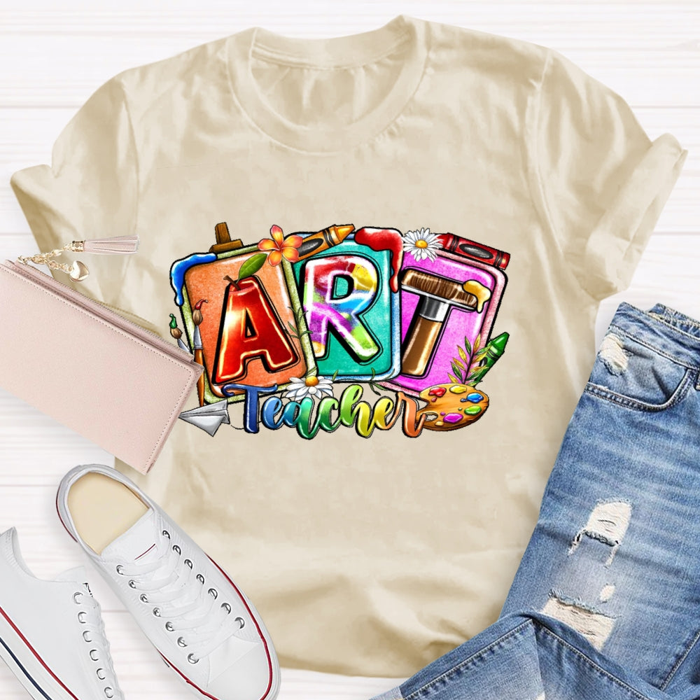 Art Teacher Colorful Letters T-shirt