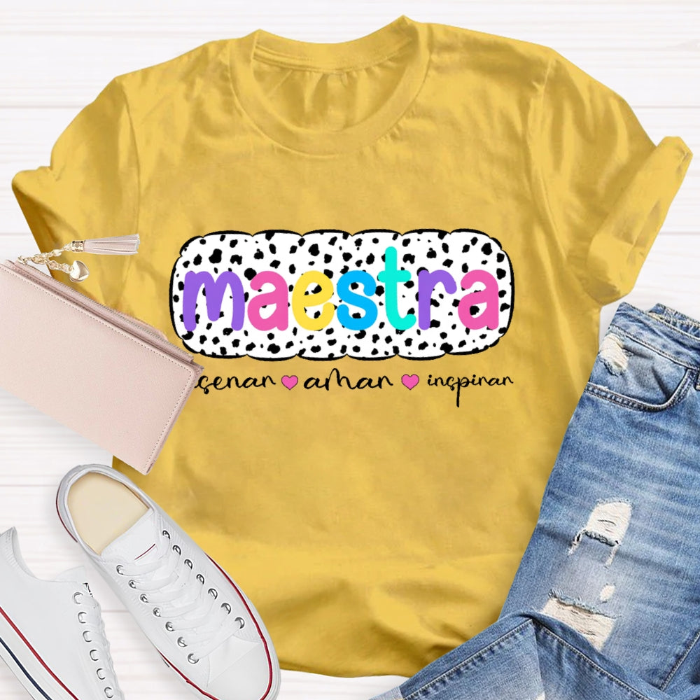 Ensenar Amar Inspirar Bilingual Maestra Spanish Teacher T-shirt