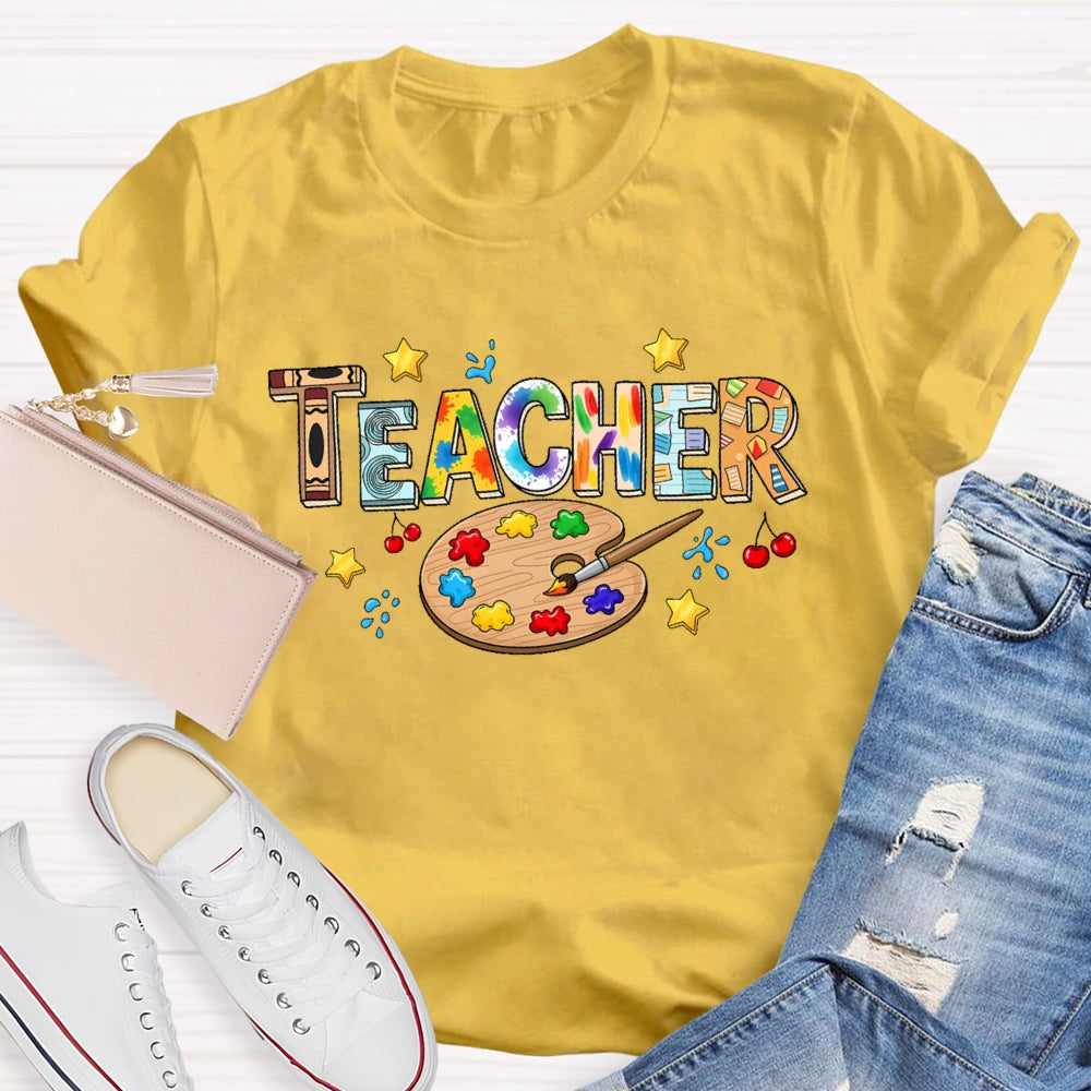Art Teacher Colorful Letters T-shirt