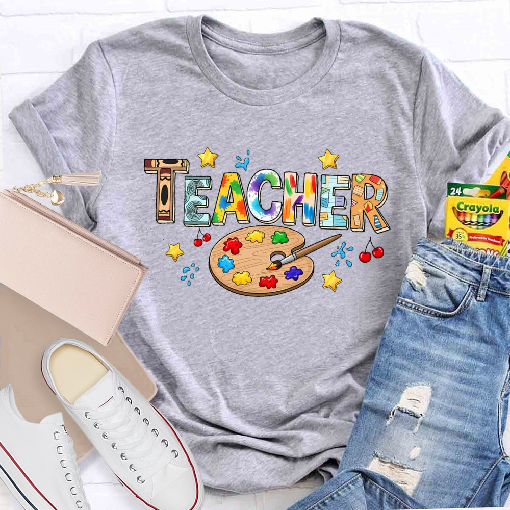 Art Teacher Colorful Letters T-shirt