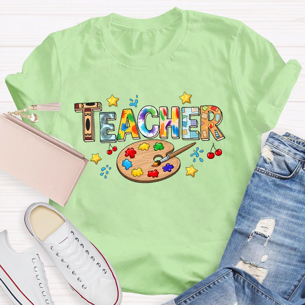 Art Teacher Colorful Letters T-shirt