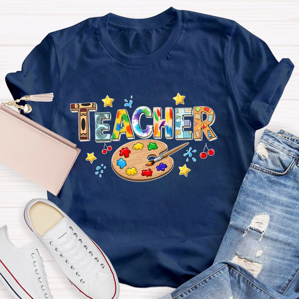 Art Teacher Colorful Letters T-shirt