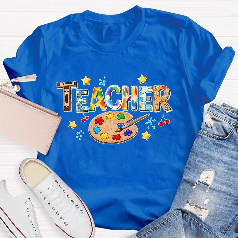 Art Teacher Colorful Letters T-shirt