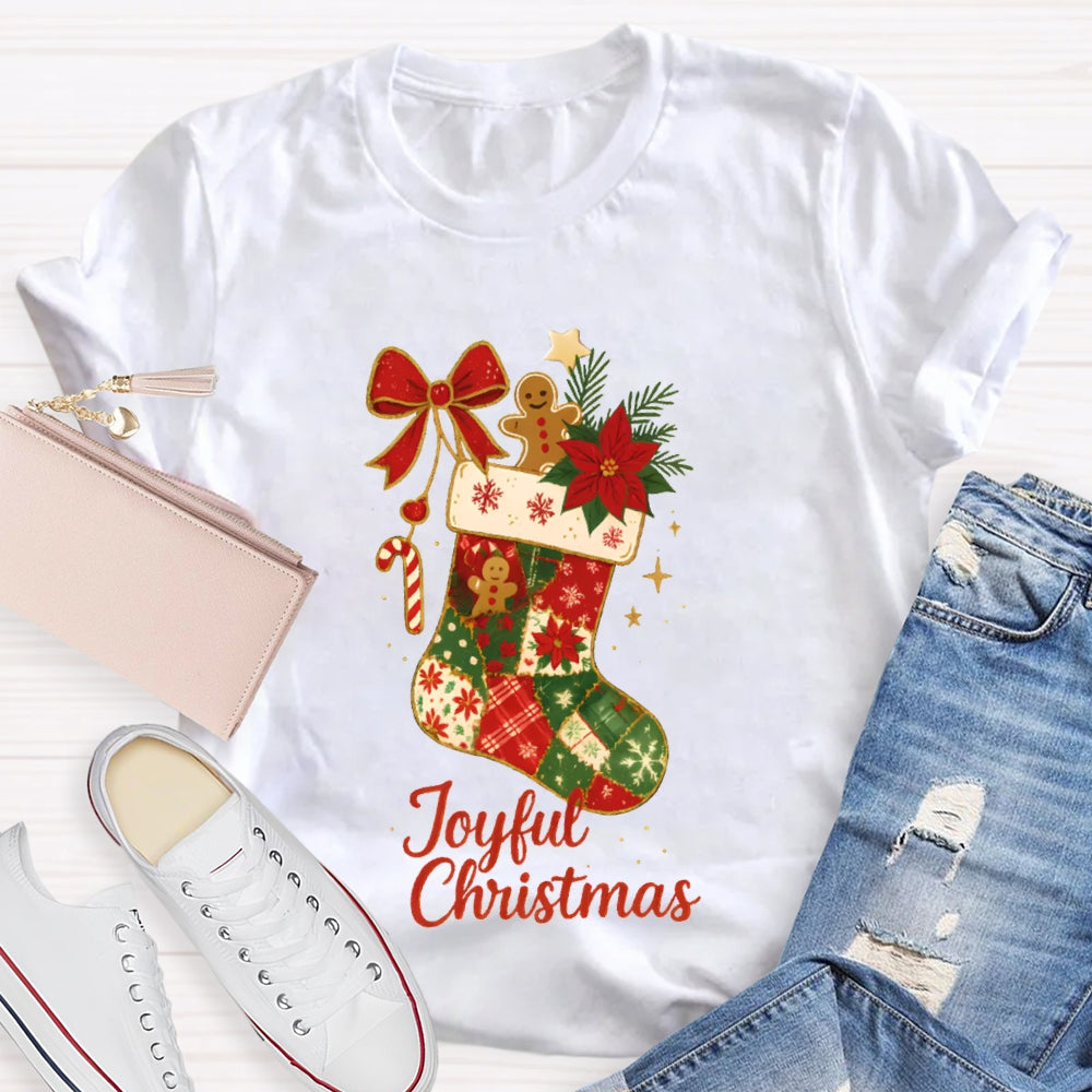 Joyful Christmas Bows And Christmas Socks T-shirt