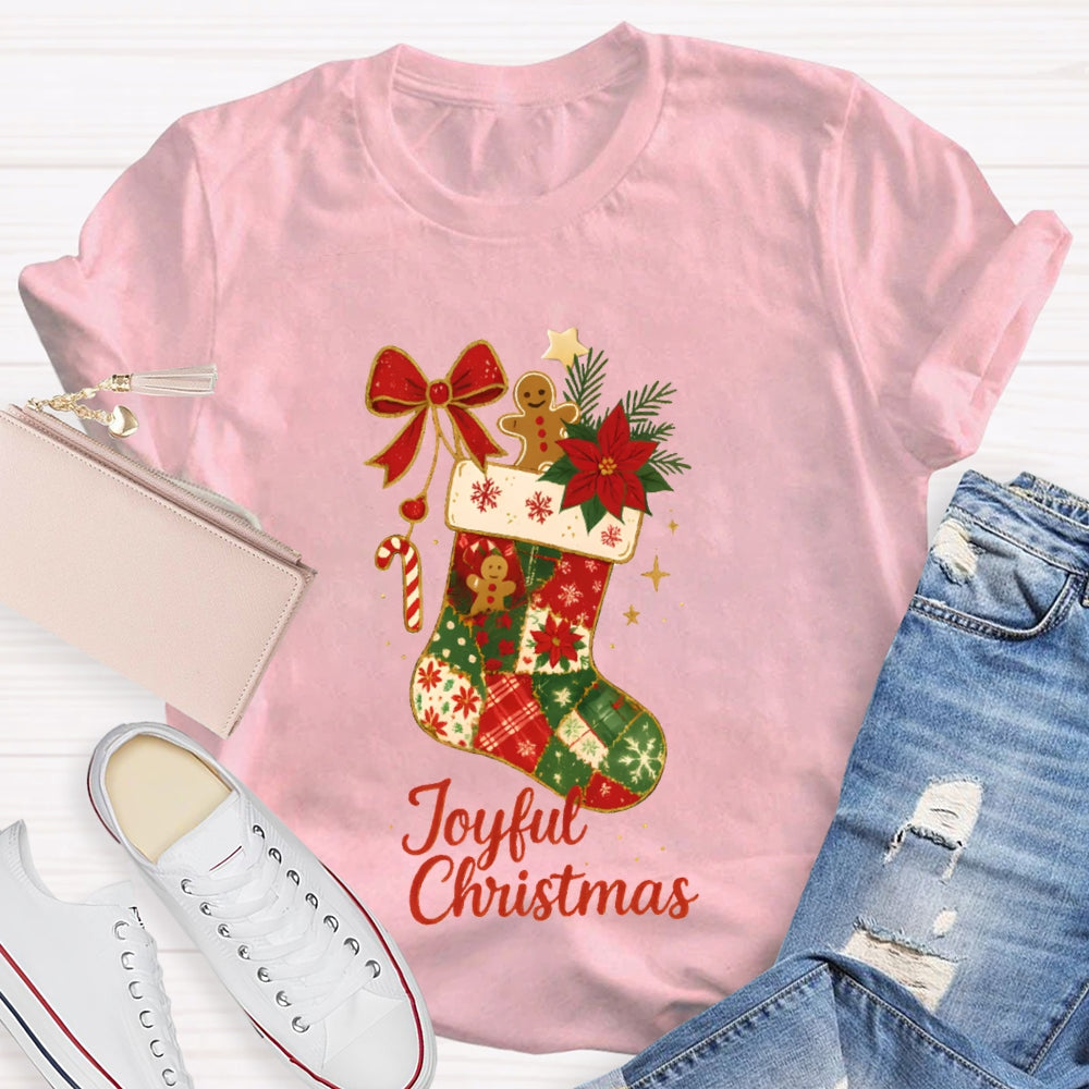 Joyful Christmas Bows And Christmas Socks T-shirt