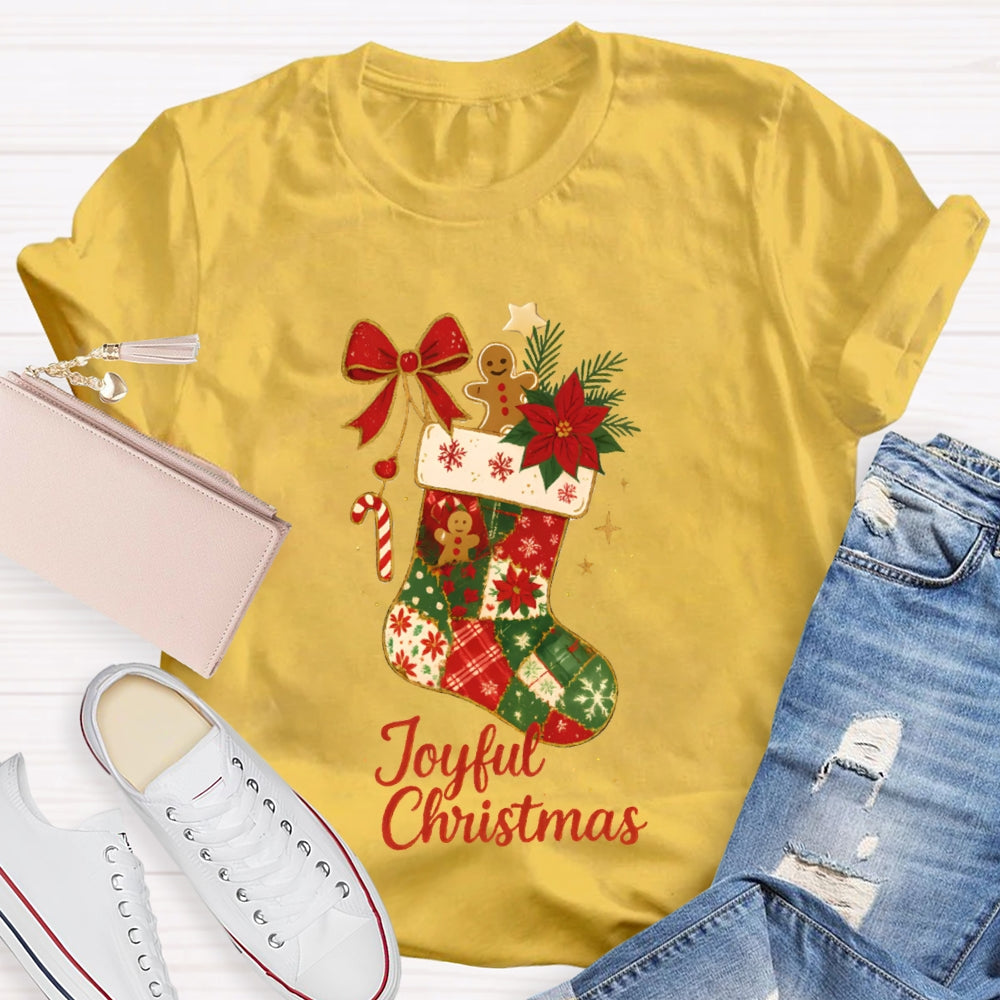 Joyful Christmas Bows And Christmas Socks T-shirt