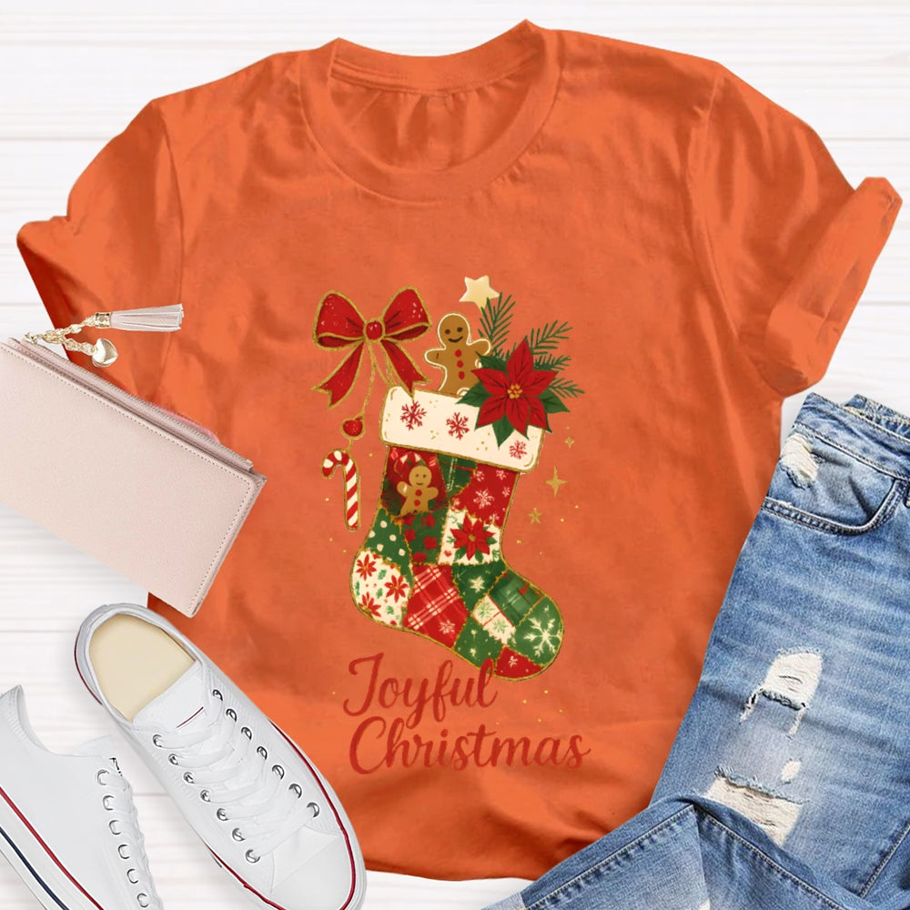Joyful Christmas Bows And Christmas Socks T-shirt