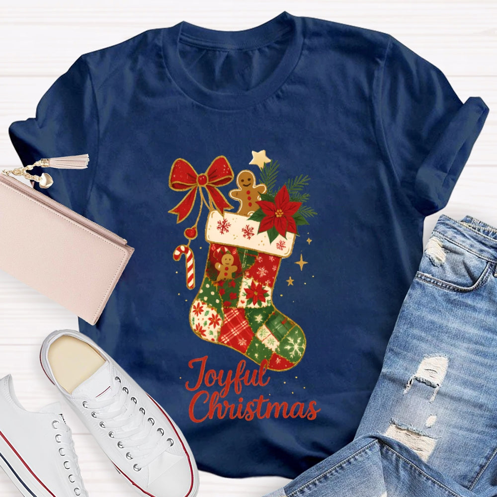 Joyful Christmas Bows And Christmas Socks T-shirt