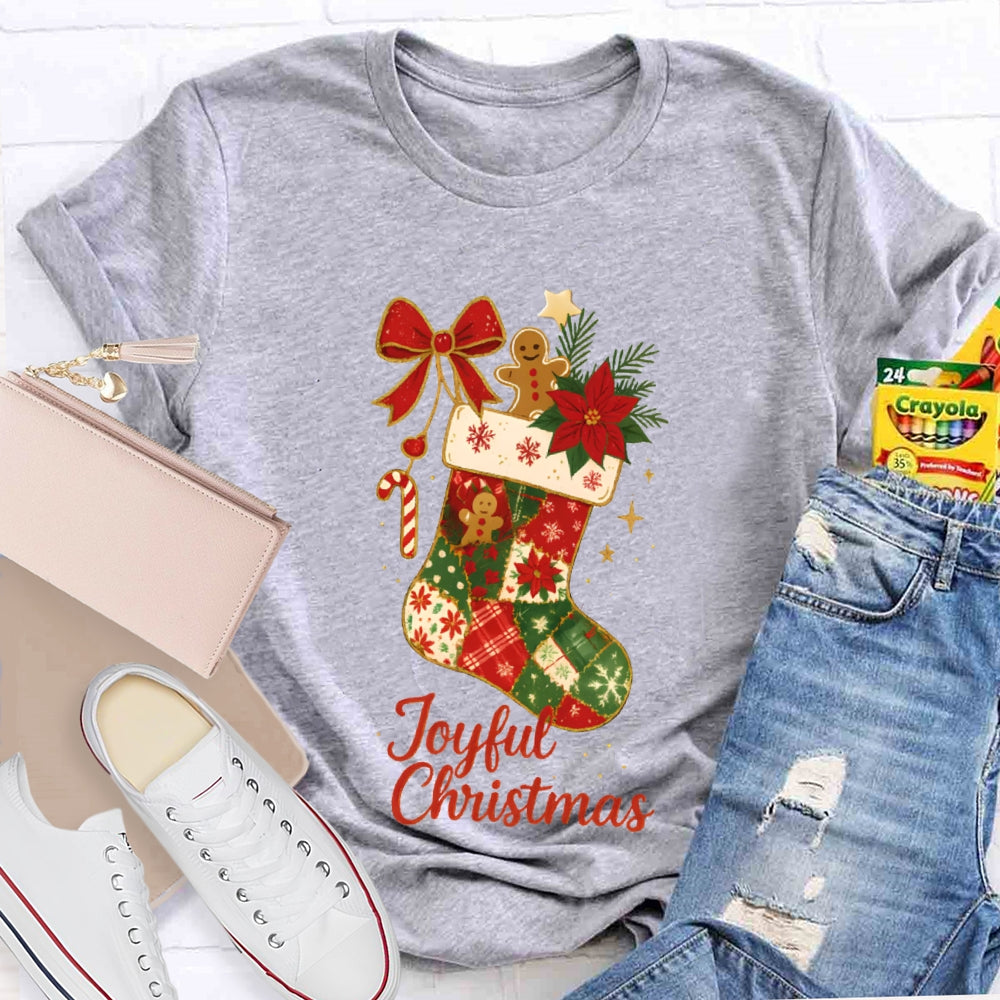 Joyful Christmas Bows And Christmas Socks T-shirt