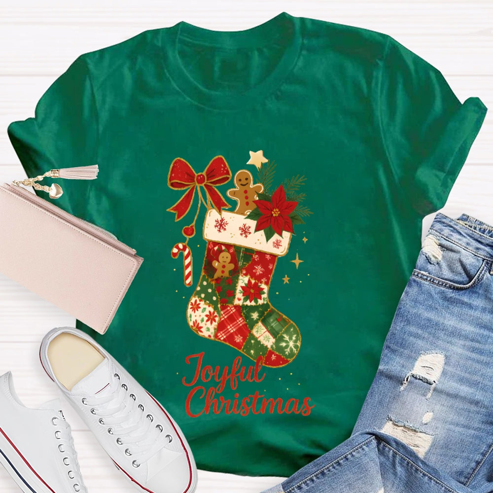 Joyful Christmas Bows And Christmas Socks T-shirt