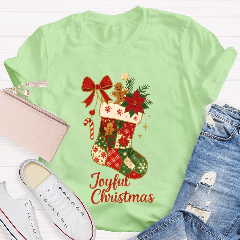 Joyful Christmas Bows And Christmas Socks T-shirt
