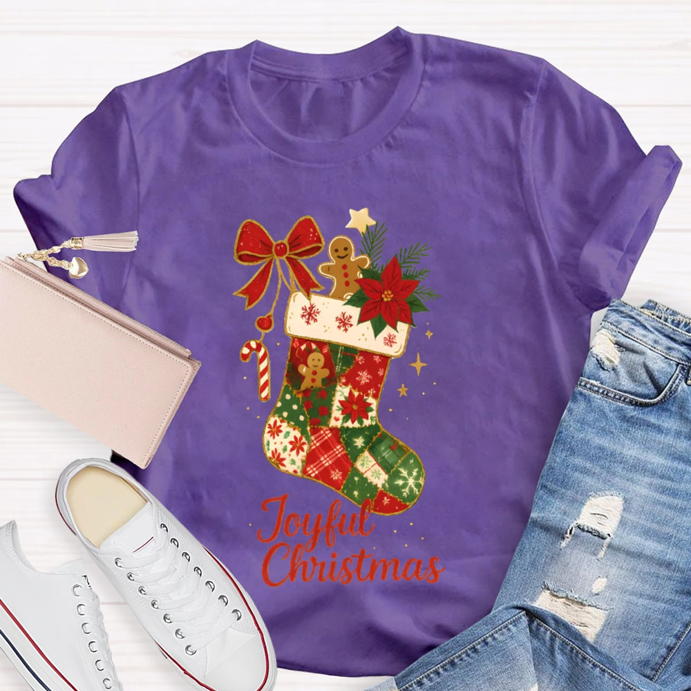 Joyful Christmas Bows And Christmas Socks T-shirt