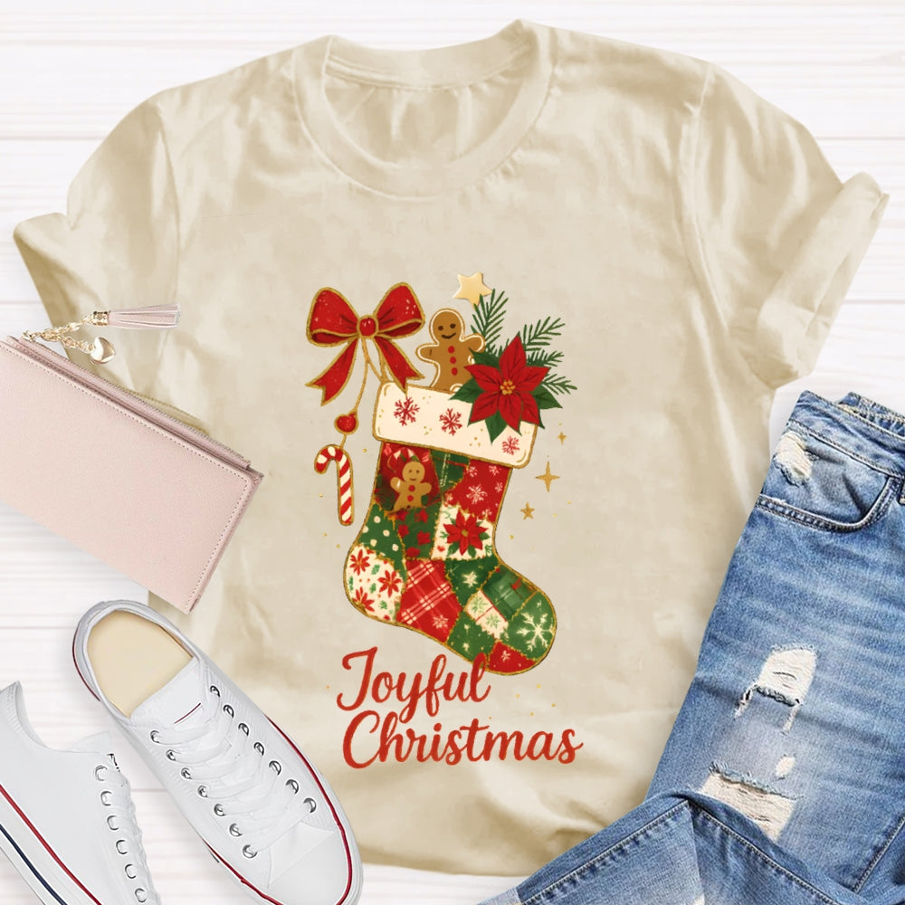 Joyful Christmas Bows And Christmas Socks T-shirt