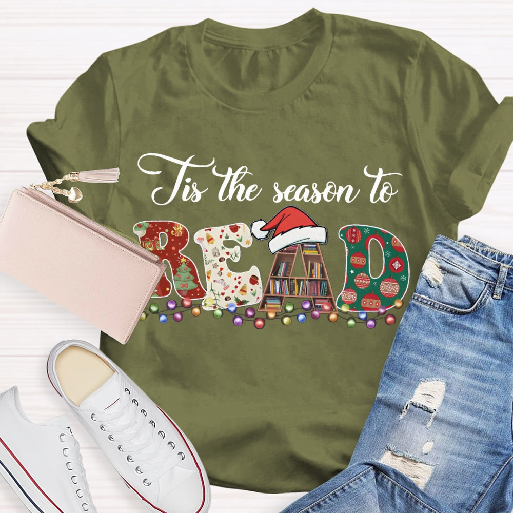 It'S The Season To Read Christmas Lettering And Christmas Lights T-shirt