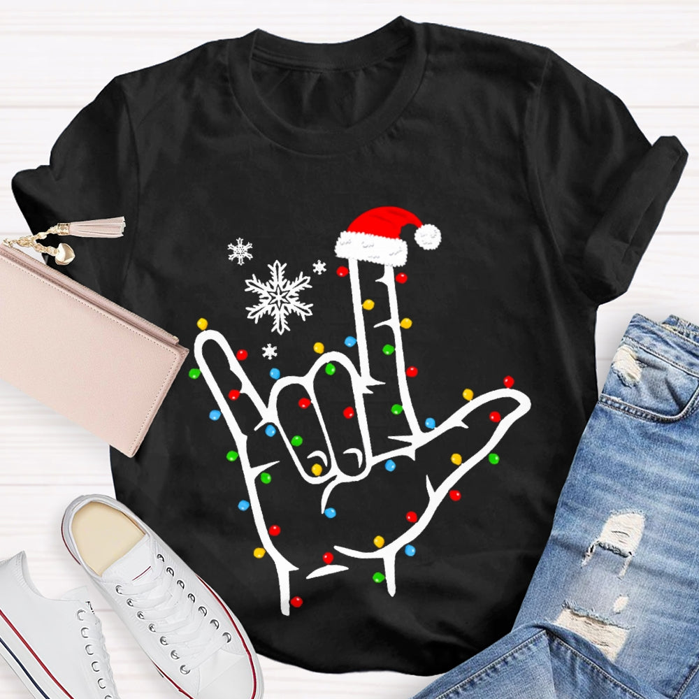Sign Language Snowflakes And Christmas Lights T-shirt