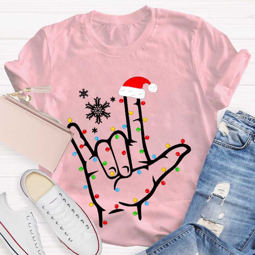Sign Language Snowflakes And Christmas Lights T-shirt