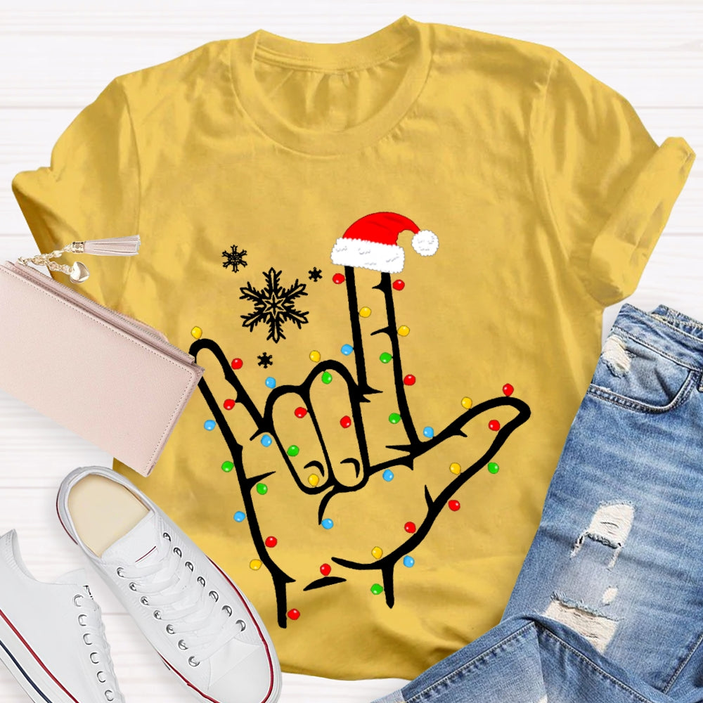 Sign Language Snowflakes And Christmas Lights T-shirt