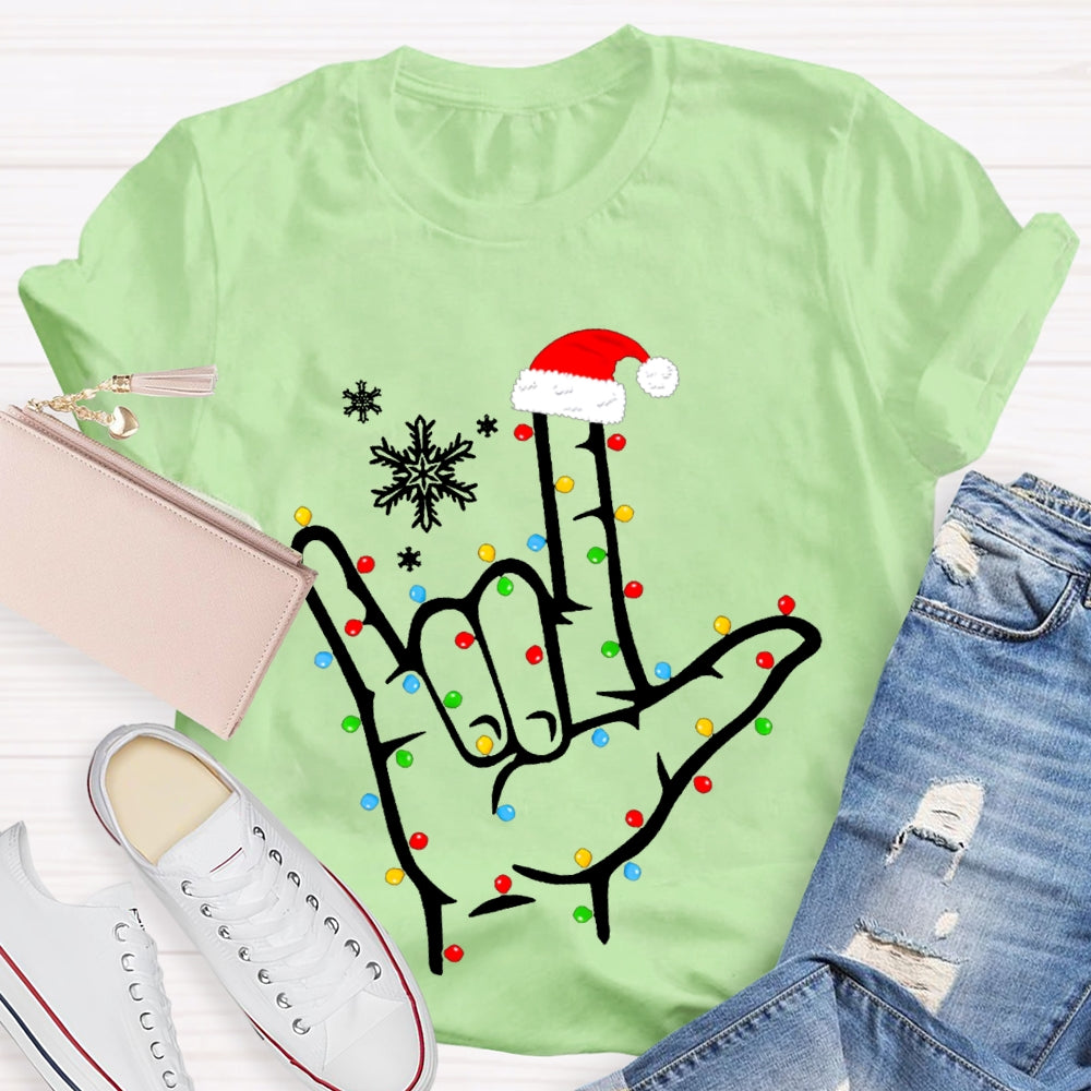 Sign Language Snowflakes And Christmas Lights T-shirt
