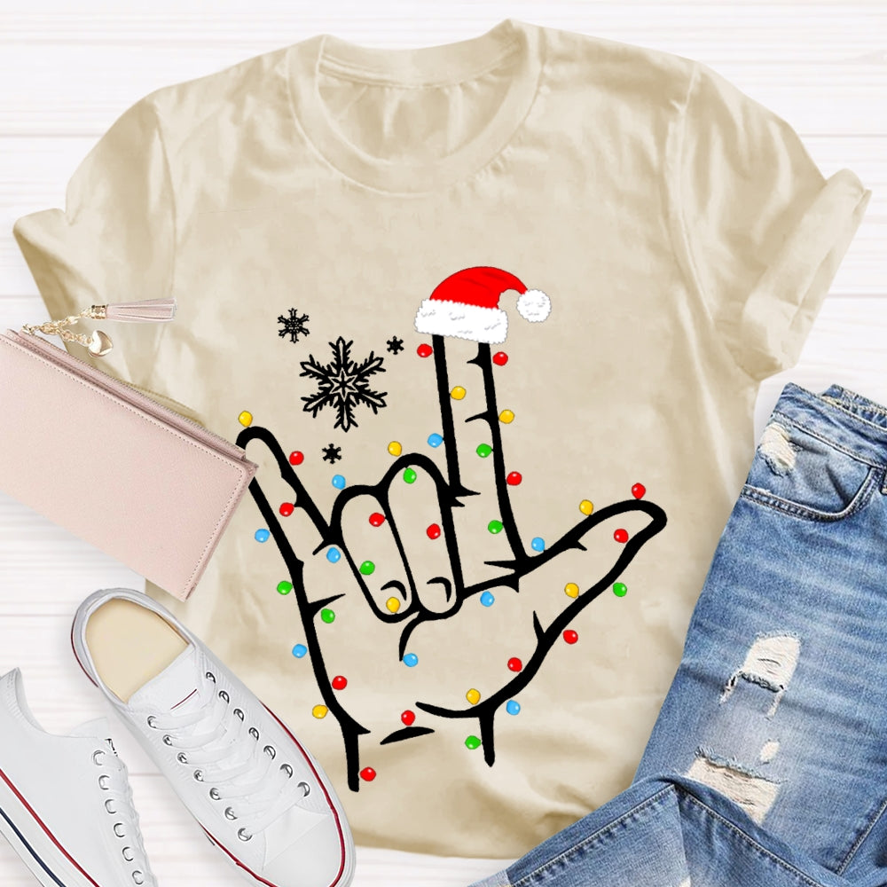 Sign Language Snowflakes And Christmas Lights T-shirt