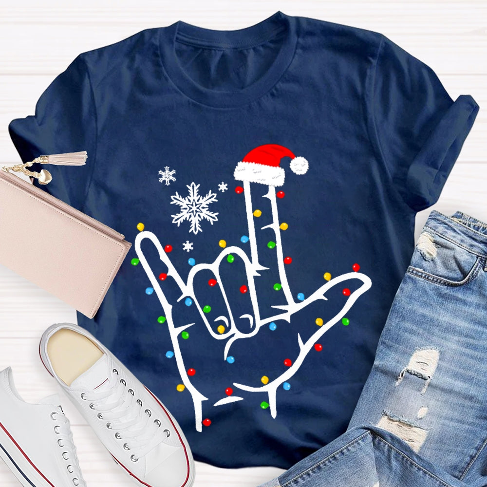 Sign Language Snowflakes And Christmas Lights T-shirt