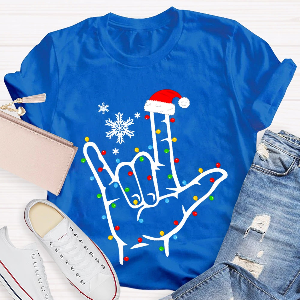 Sign Language Snowflakes And Christmas Lights T-shirt