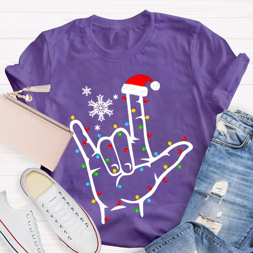 Sign Language Snowflakes And Christmas Lights T-shirt