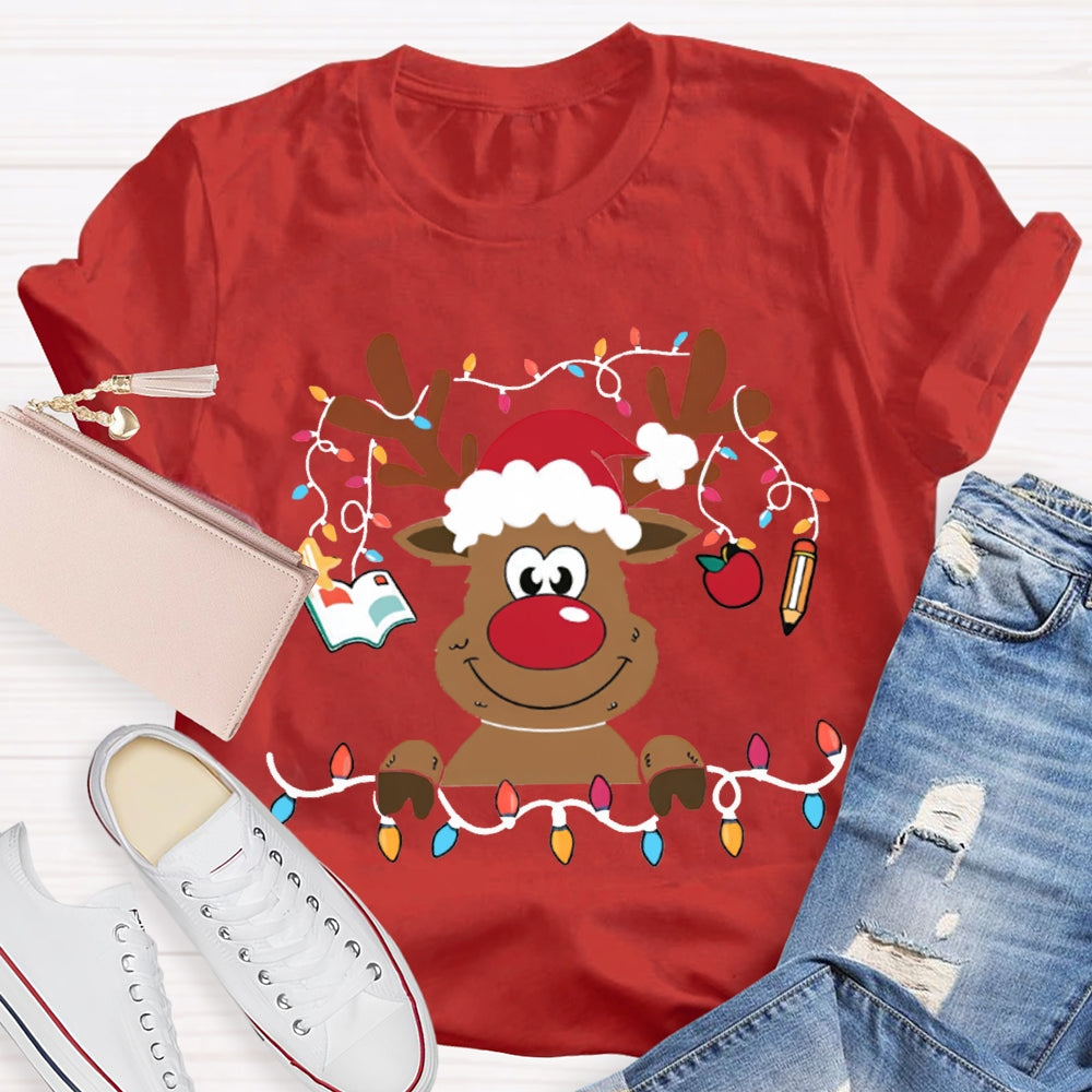 Christmas Elk With Christmas Lights Christmas T-shirt
