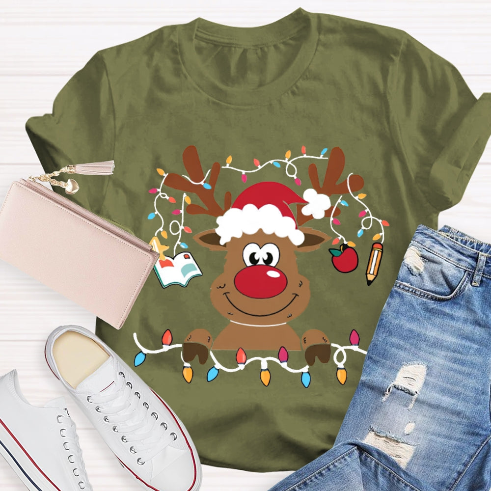 Christmas Elk With Christmas Lights Christmas T-shirt