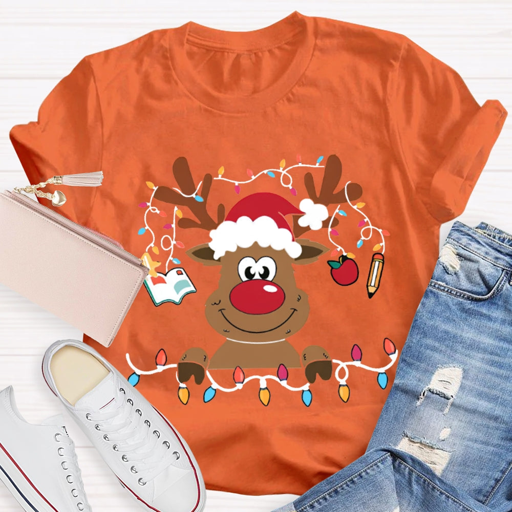 Christmas Elk With Christmas Lights Christmas T-shirt