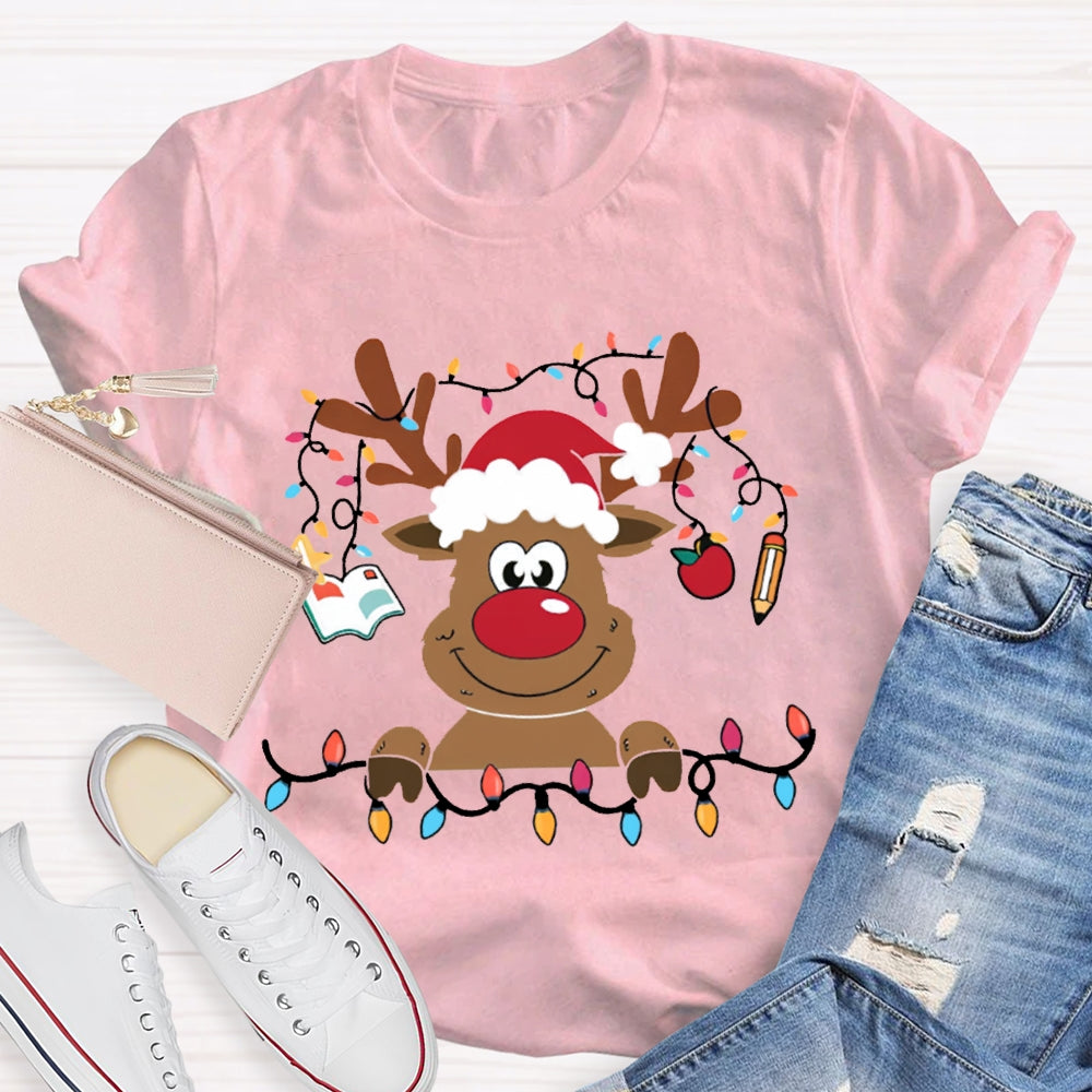 Christmas Elk With Christmas Lights Christmas T-shirt