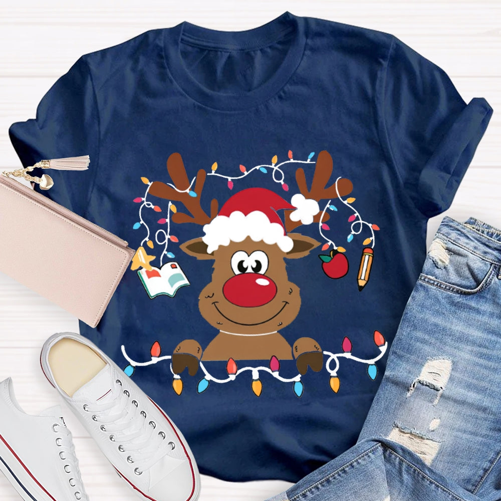 Christmas Elk With Christmas Lights Christmas T-shirt