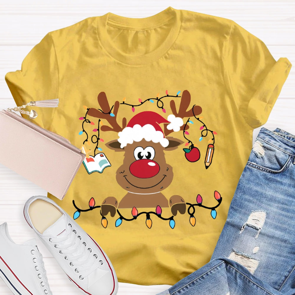 Christmas Elk With Christmas Lights Christmas T-shirt