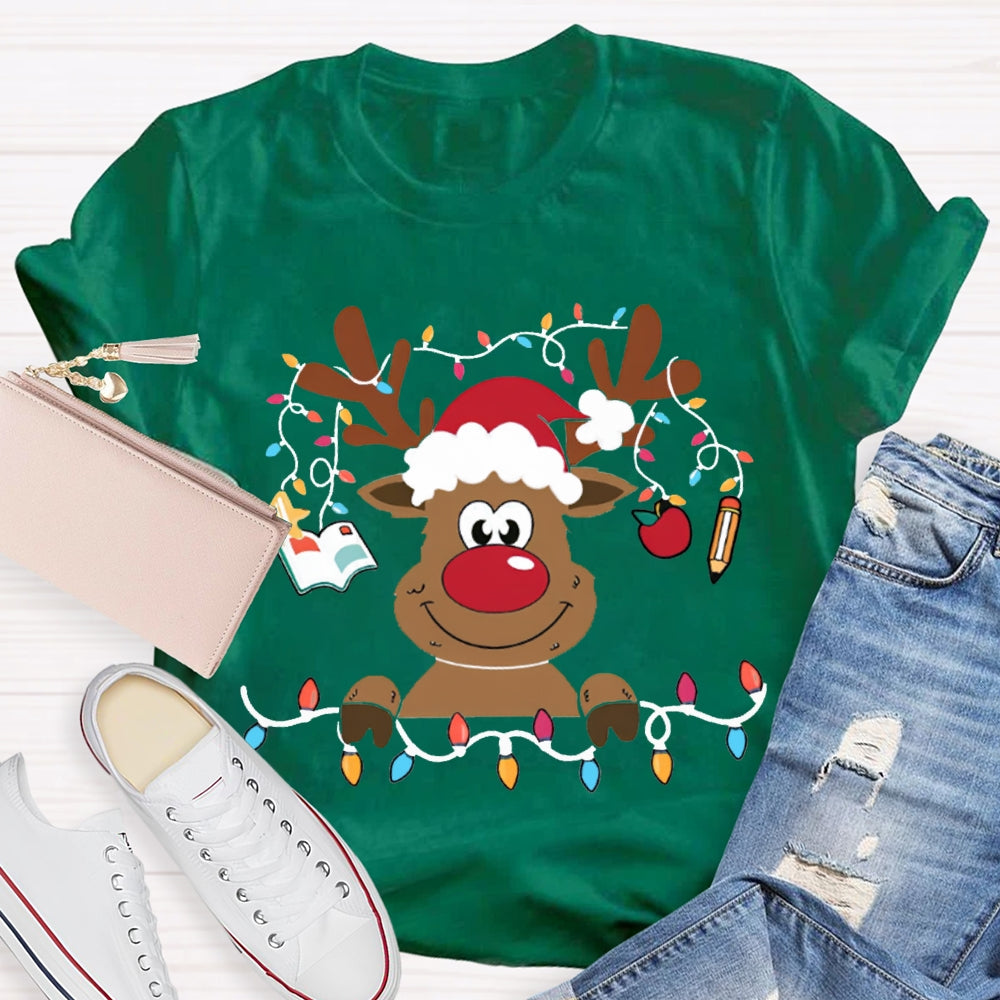 Christmas Elk With Christmas Lights Christmas T-shirt