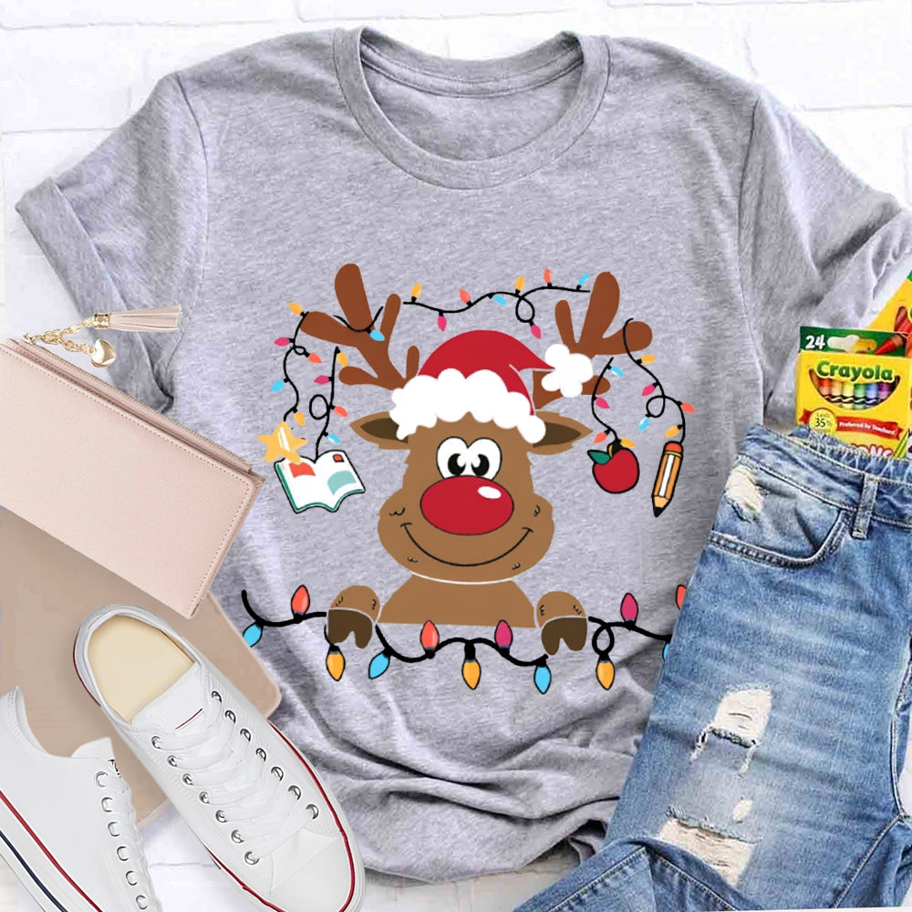 Christmas Elk With Christmas Lights Christmas T-shirt