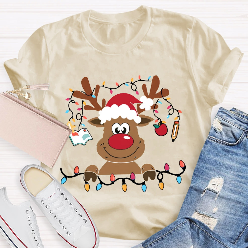 Christmas Elk With Christmas Lights Christmas T-shirt