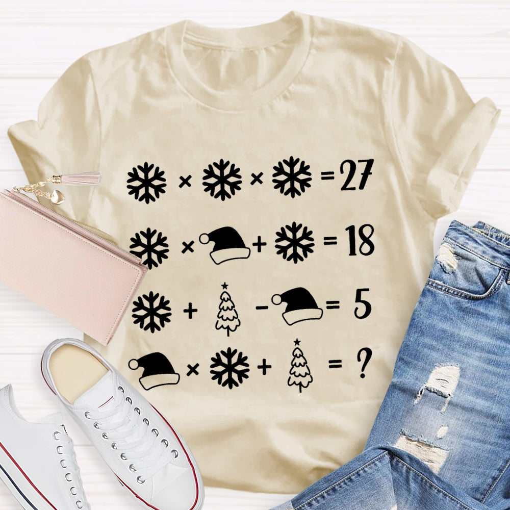 Snowflake Santa Hat And Christmas Tree Math Teacher T-shirt