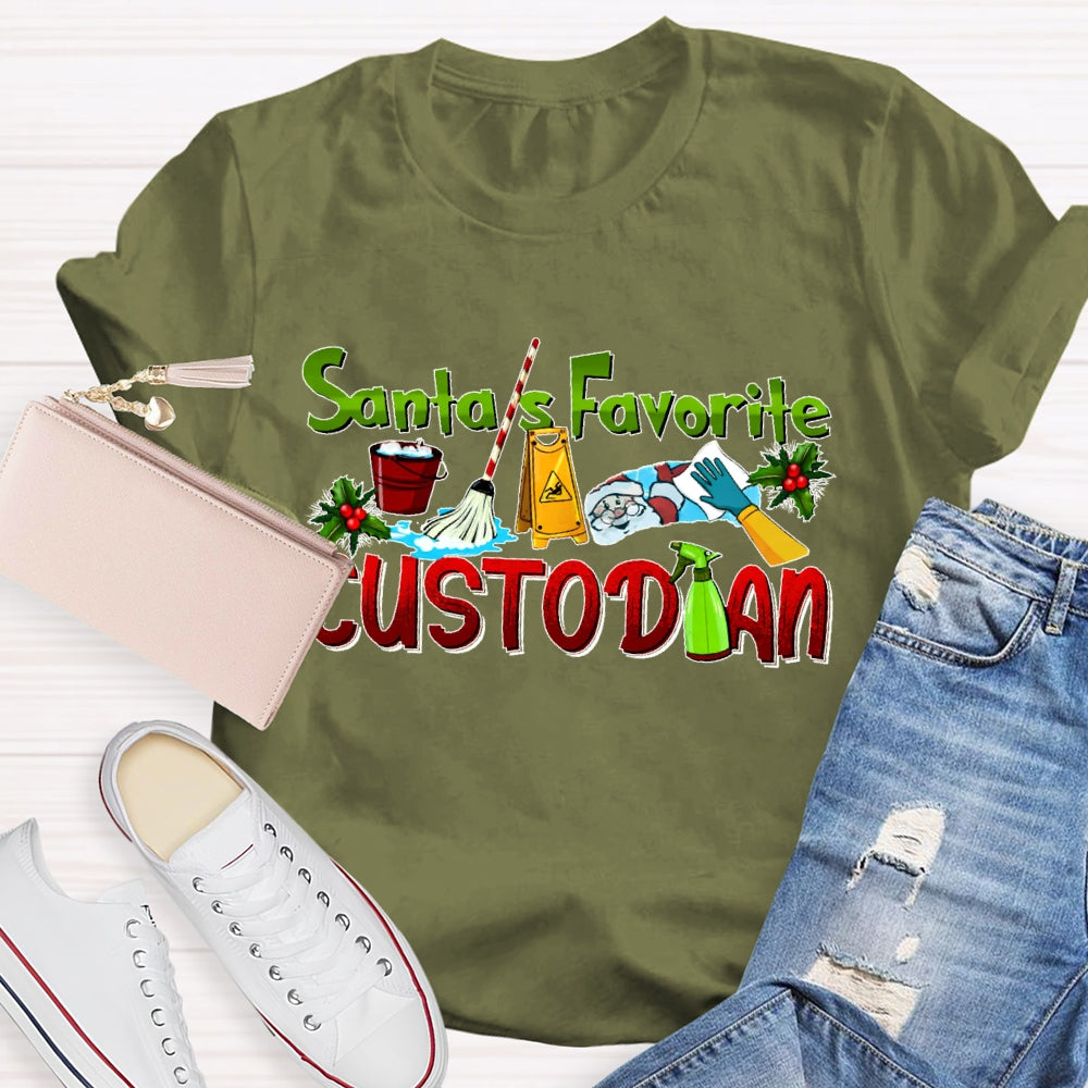 Santa's Favorite Custodian T-shirt