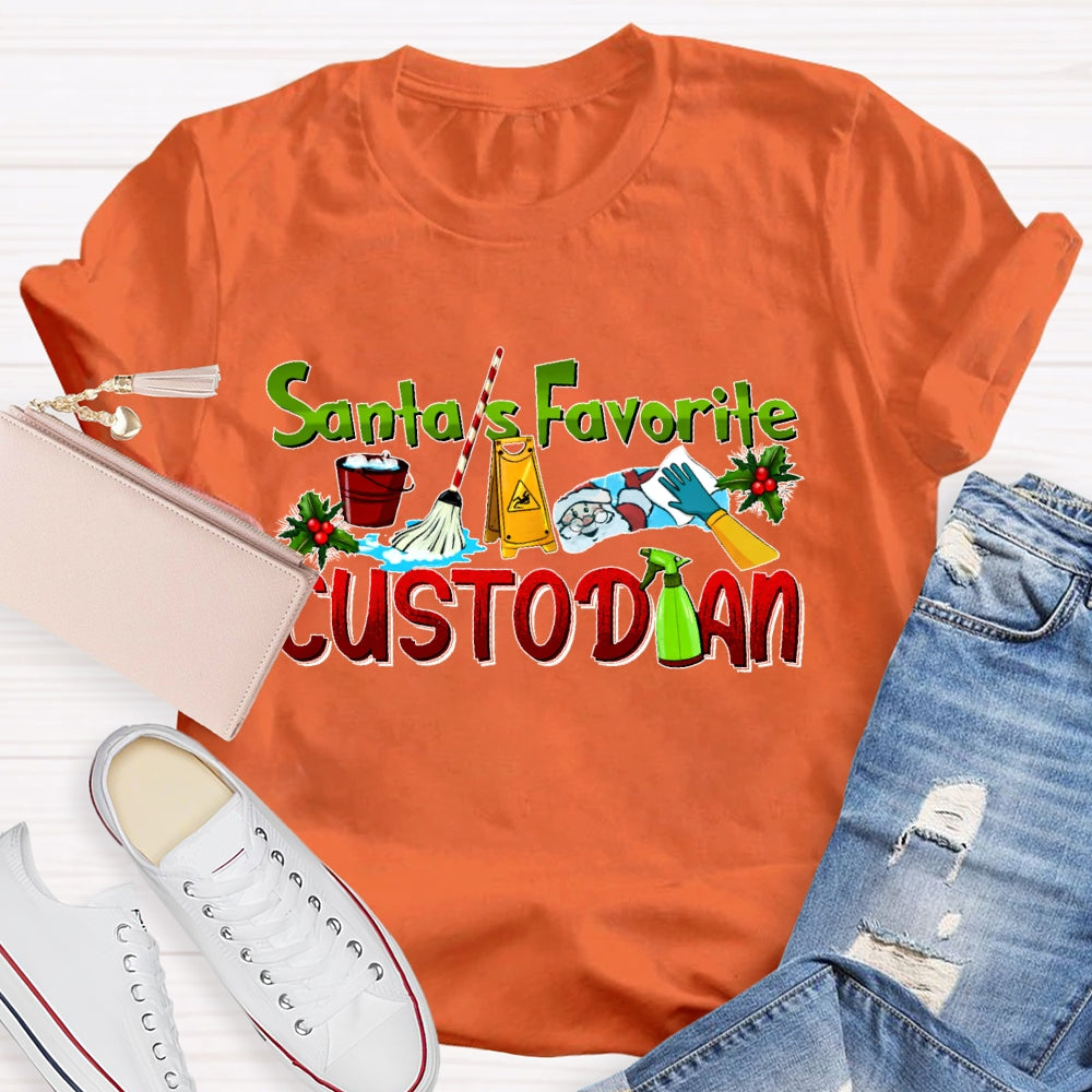 Santa's Favorite Custodian T-shirt