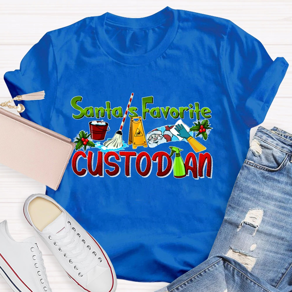 Santa's Favorite Custodian T-shirt