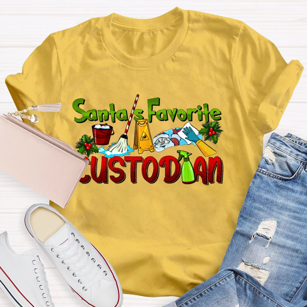 Santa's Favorite Custodian T-shirt