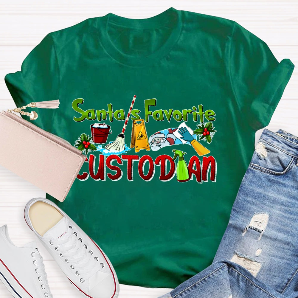 Santa's Favorite Custodian T-shirt